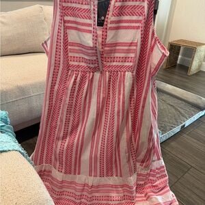 crown & ivy Pink and White Geometric Sleeveless Dress